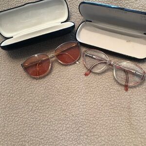Clear Frame Women's Glasses with Amber Lenses - Stylish Everyday Frames - Used